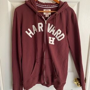 Vintage Ladies Harvard Maroon Zip-Up Hoodie